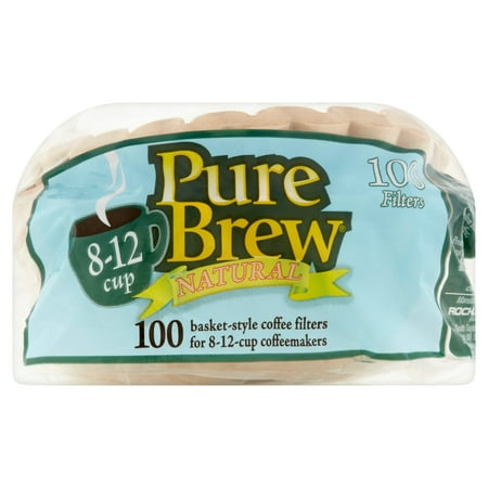 Pure Brew Natural 8-12 Cup Basket-Style Coffee Filters, 100 count