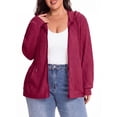thumbnail image 2 of Cueply Plus Size Zip Up Hoodie for Women Lightweight Ribbed Knit Jacket Long Sleeve Sweatshirt with Pockets Casual Fall Winter Outerwear, 2 of 8