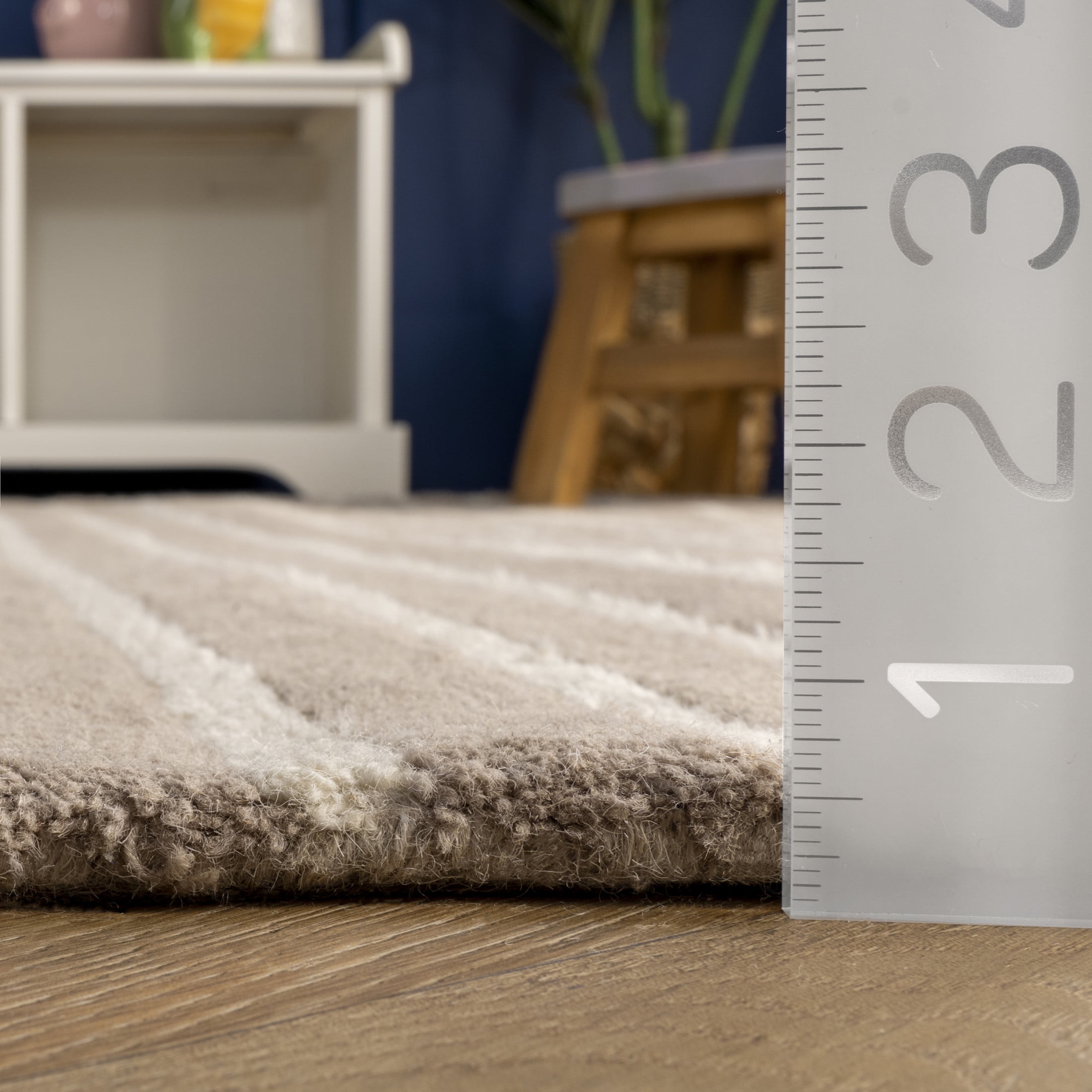Rugs USA Mandia Striped Wool Area Rug, 3' x 5', Marlowe Taupe