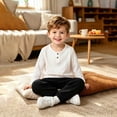 thumbnail image 5 of Mifsaly Toddler Boys 2 Piece Summer Outfit Sets Crinkle Cotton Gauze Henley Long Sleeve Shirts and Wide Leg Pants Kids School Casual Loungewear & Playwear, 5 of 5