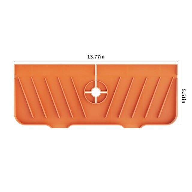 WRKEKC Clearance Silicone Sink Faucet Splash Guard Mat - Quick-Drain Kitchen/Bath Counter Protector (35x14cm Non-Slip Organizer)