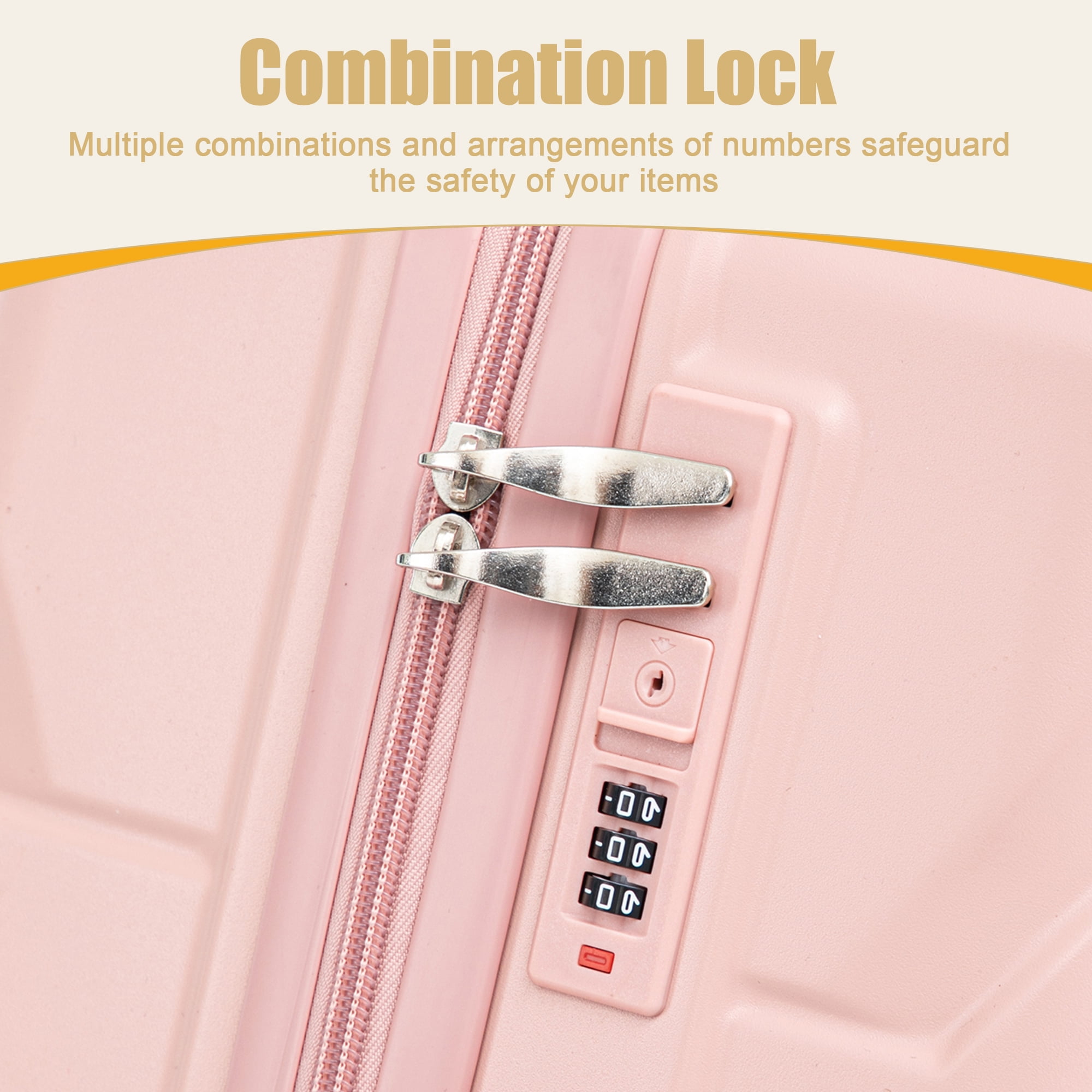 Alvantor 28inch Luggage, ABS Checked Suitcase with 4 Spinner Wheels and Side Hooks, Pink