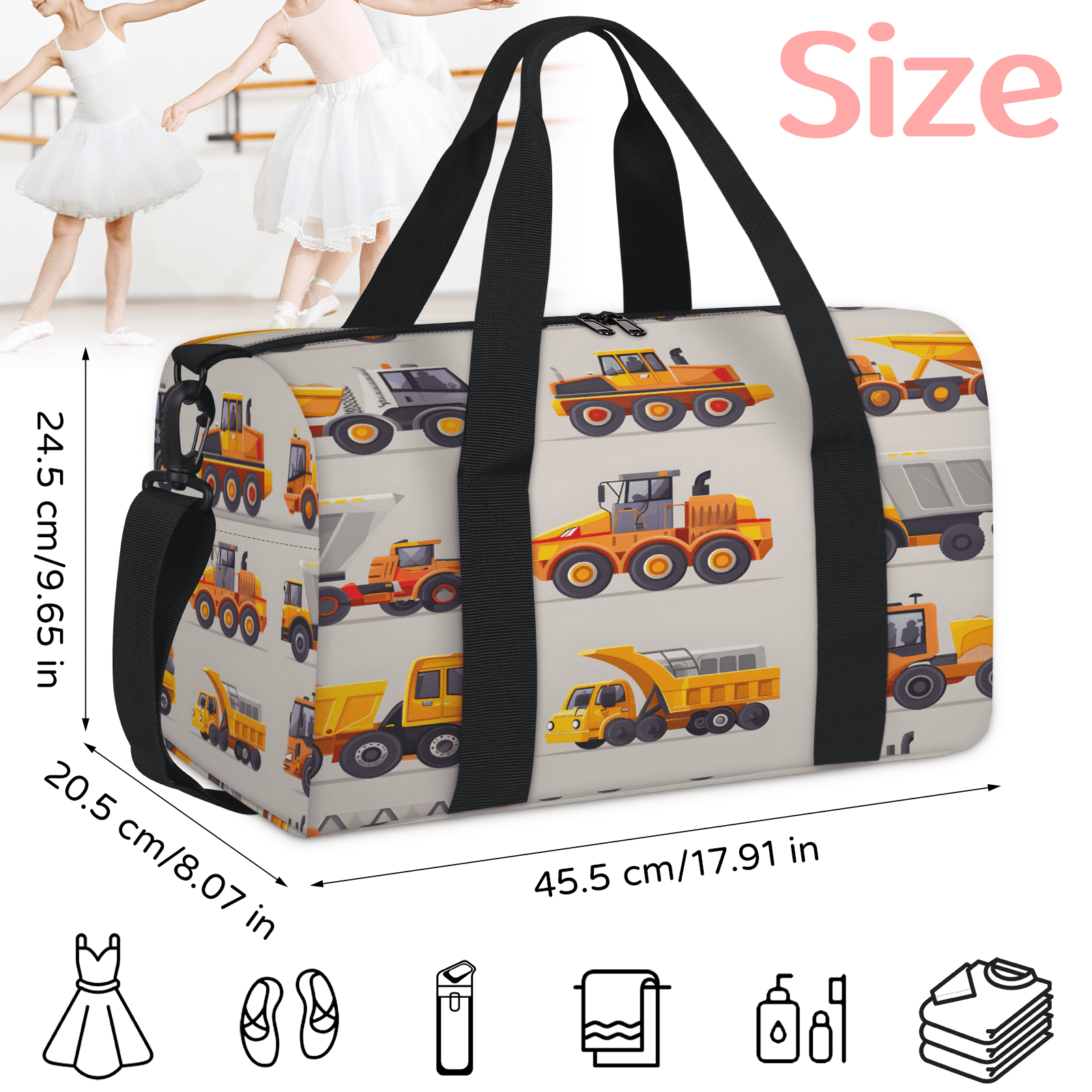 Herdesigns Car Gym Bag for Women, Duffle Bag for Travel Sport, Truck Lightweight Waterproof Carry on Weekender Dance Yoga Workout Bags