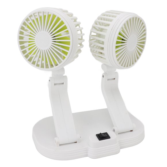Car Fan, Dual Heads Quiet Powerful ABS PP PC Adjustable Speed Car Cooling Fan USB for Truck White