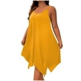 thumbnail image 2 of UPPADA Plus Size Summer Dress for Women Soft Spaghetti Strap Sleeveless Sundress Summer Midi Dress Hawaiian Bohemian Beach Cover up Dress Solid Casual Dress Yellow,XXL, 2 of 7