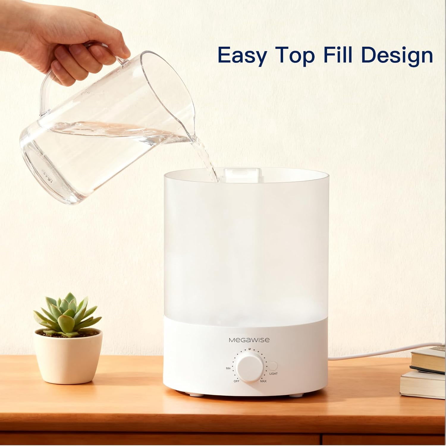 Healthy Top-Refill Cool Mist Humidifiers for Bedroom, 24dB Ultrasonic Air Vaporizer with Water Filter for Baby [PP Material], Colorful Night Light,1 Gal Essential Oil Diffuser, Auto Shut Off
