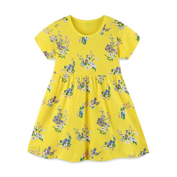 ATAIKU 2-7T Girl's Summer Dresses Cotton Swing A-Line Cute Short Casual Floral Sundress