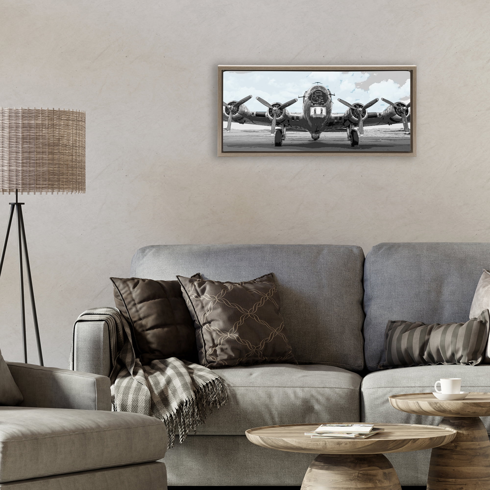 Stupell Industries Historic Aviation Aircraft Brown Framed Floater Canvas Wall Art, design by Kim Allen