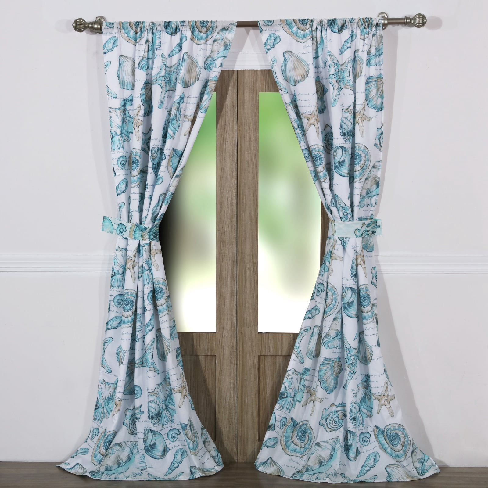 Global Trends Coastal Seashell Curtain Panels, 84” x 42” (2 Panels)