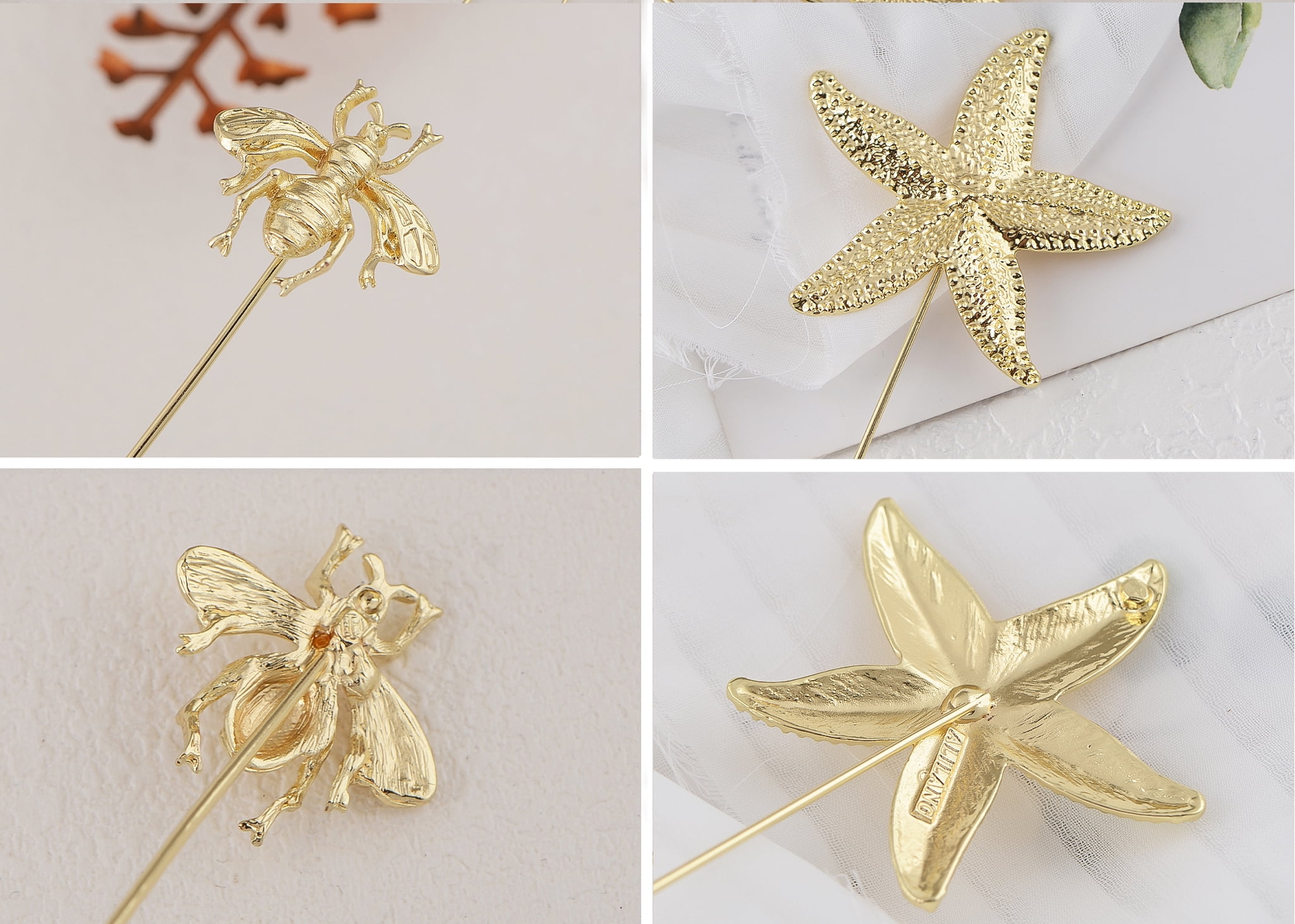 Women's Vintage Golden Bee Hat Pin Long Handle Jewelry Insect
