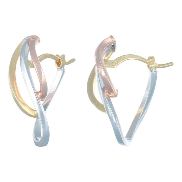 Arete Arracada Torsida De Oro De 10 Quilates Imperial Jewelry Tres Colores