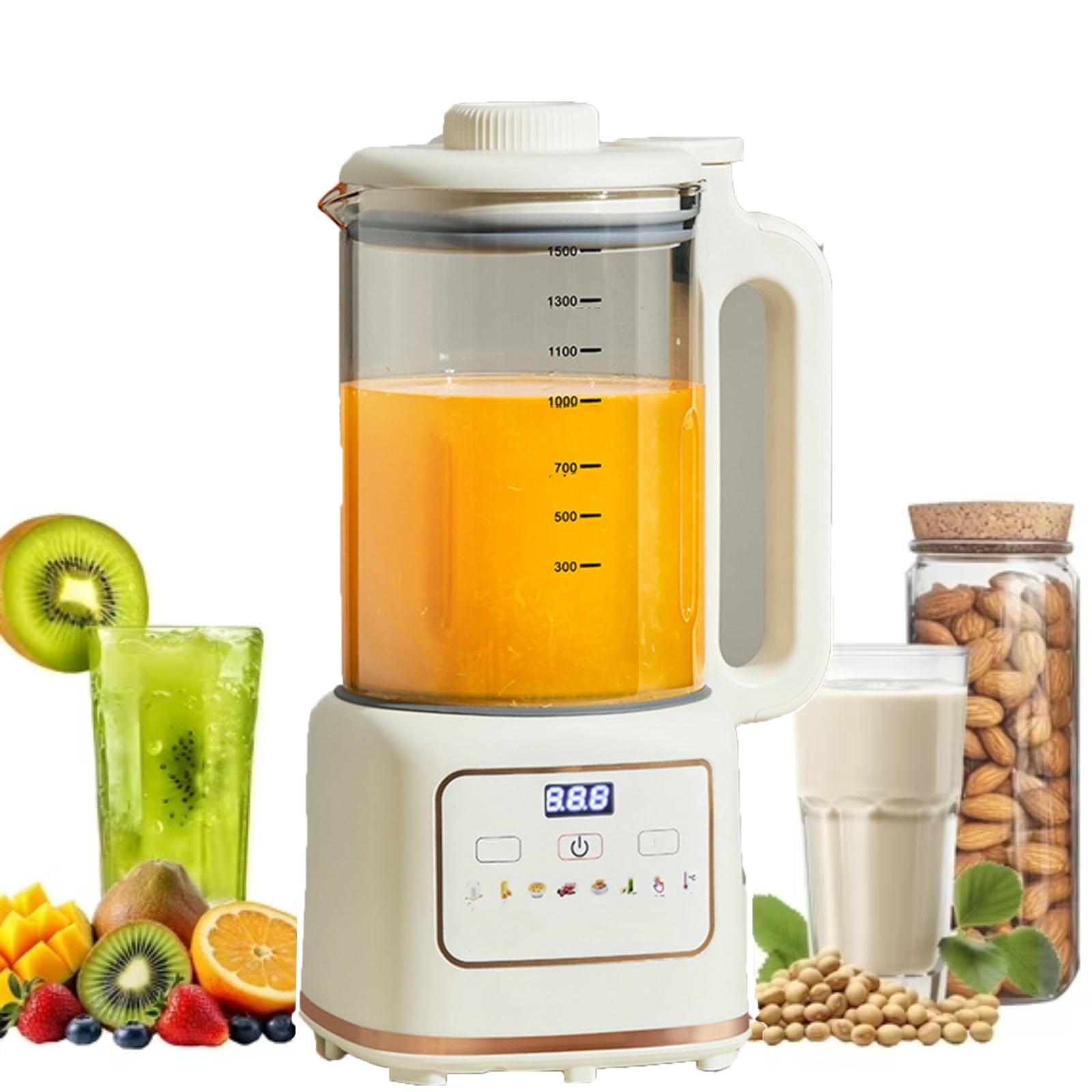 Nut Milk Maker Machine,Automatic Homemade Almond, Oat, Soy, Plant-Based Milk and Dairy Free Beverages, Almond Maker,White,1650ML