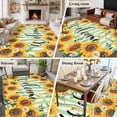thumbnail image 6 of Rectangle Area Rug 6x9ft,Watercolor Pastoral Sunflower Leaves Washable Carpet Non-Slip Runner Accent Rugs Indoor Floor Mat for Bedroom Living Room Decor,Green White Stripe, 6 of 9