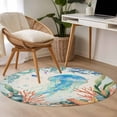 thumbnail image 4 of Round Area Rug 3.3 Ft, Jellyfish Coastal Washable Non-Slip Circle Carpet for Living Room/Bedroom, Summer Nautical Starfish Coral Beige Low-Profile Small Kitchen Mats Collection Rugs for Indoor, 4 of 8