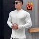 thumbnail image 4 of pstuiky Camisas de manga larga abrigadas para hombre, Cárdigan deportivo informal de manga larga con cuello redondo y cremallera de color liso para hombre tops de invierno para hombre l, 4 of 8