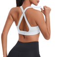 thumbnail image 6 of Ohufall Sports Bras for Women Solid Casual High Impact Wirefree Yoga Bra Criss-Cross Back Soft Support Full Coverage Bra Gathering Shockproof Gym Workout Bra, 6 of 7