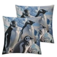 thumbnail image 2 of PIKWEEK 2PCS Throw Pillow Covers  Square Pillowcases Covers Penguin Parents Modern Cushions Covers for Couch Bed Living Room Farmhouse Decor White, 2 of 6