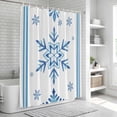 thumbnail image 6 of Blue Snowflake Christmas Shower Curtain, Waterproof Shower Curtains for Bathroom, Xmas Abstract Art Winter Washable Fabric Bathtub Curtain Set Bath Decor with 12 Hooks 72"x78", 6 of 8