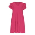 thumbnail image 4 of Under $20 Dress for Women, Womens Summer Ruffle Sleeve Dress V Neck Vacation Beach Cute Short Sundress(Hot Pink,L), 4 of 9