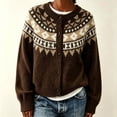 thumbnail image 3 of Rrxhxhs Cardigan Sweaters for Women Crew Neck Fair‑Isle Jacquard Toggle Closure Long Sleeve Retro Nordic Knit Cover Up, 3 of 7