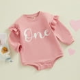 thumbnail image 2 of Bagilaanoe Newborn Baby Girl Oversized Romper Sweatshirt Long Sleeve Bodysuits Letter Print Pullover 6M 12M 18M Infant Casual Tee Tops, 2 of 8