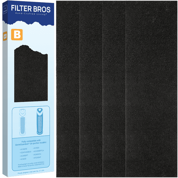 Filter Bros Pre-Filter B Carbon Filter Pack Compatible with GermGuardian FLT4825 - FLT22CB4 for AC300, AC800, AC900 Series Home Air Cleaner Guardian Purifiers with Technologies AC4900CA, AC4825