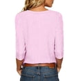 thumbnail image 5 of Zysthvn Women's Tops 3/4 Sleeve Length Striped Fall Lightweight Casual Womens Tshirts V Neck Loose Fit Tops, 5 of 8