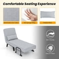 thumbnail image 6 of Yardi Yard Folding 6 Position Convertible Sleeper Bed Armchair Lounge Couch with Pillow-Light Gray, Vanity Chair for Bedroom Desk, 6 of 8