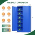 thumbnail image 3 of Metal Garage Storage Cabinet with Lock Door and Adjustable Shelves, Steel Tool Cabinet for Home, Office, Warehouse (Blue), 3 of 10