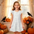 thumbnail image 2 of WhouRiu Girls Halloween Graphic Dresses Sleeveless Flutter Sleeve Crew Neck Dress Kids Comfortable Cute Party Nightgown,8-9 Years, 2 of 5