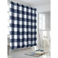 thumbnail image 3 of Fsddascl Blue Plaid Shower Curtain Set - Small 36" x 72" Washable Bathtub Curtain with 12 Hooks, Modern Simple Gradient Buffalo Checked Waterproof Fabric Stall Shower Curtains for Bathroom/Bathtub, 3 of 6