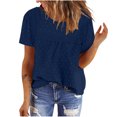 thumbnail image 1 of CHGBMOK Womens T-Shirts Mode Décontractée Manches Courtes Col Rond Plié Blouse Tailles 2TG, 1 of 7