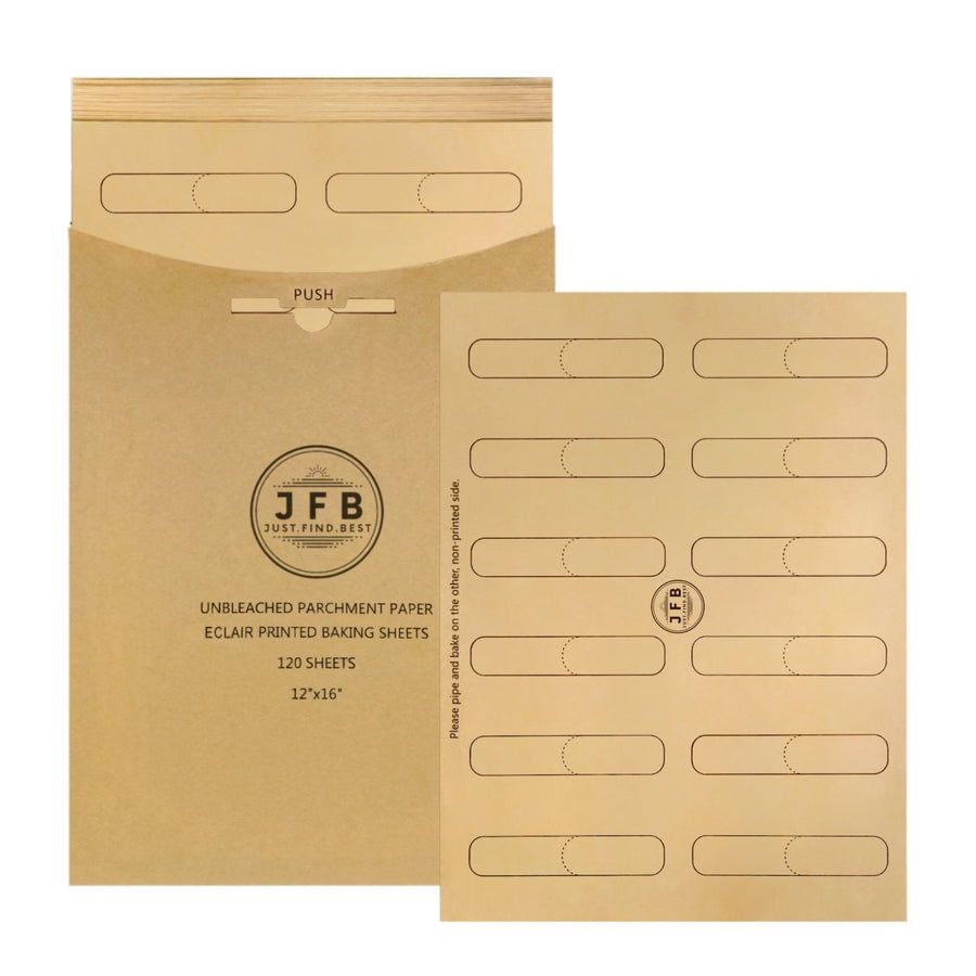 Just.Find.Best Eclair Parchment Paper Baking Sheets with Pre-printed Templates, Pre-cut 12'x16' - 120 Sheets