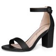 thumbnail image 1 of Sandalias Tacón Alto Grueso De La Correa Del Tobillo Punta Abierta De Mujeres - Negro/US 6.5, EU 37, 1 of 7