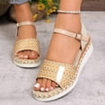 thumbnail image 2 of Rokment Womens Ethnic Bohemian Platform Wedge Dressy Sandals Beach Colorful Leather Comfortable Breathable Linen Height Increasing Espadrilles High Heels Dress Summer Shoes Light Yellow Size 9.5, 2 of 6