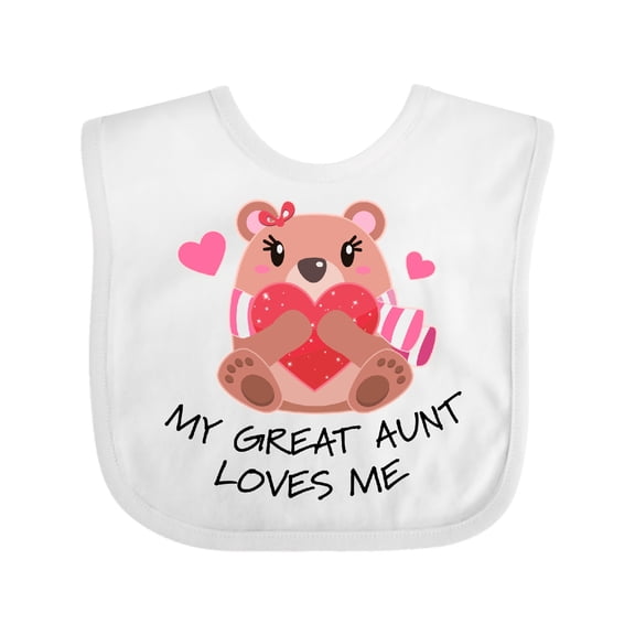 Inktastic My Great Aunt Loves me- bear and hearts Boys or Girls Baby Bib