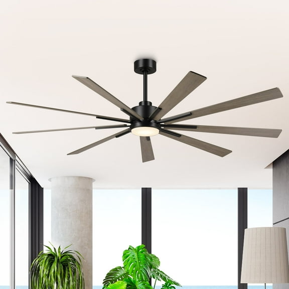 Parrot Uncle 72" Farmhouse Windmill Large LED Ceiling Fan with Remote Control and Glass Shade, 3CCT, Dimmable, 6-Speed DC Motor