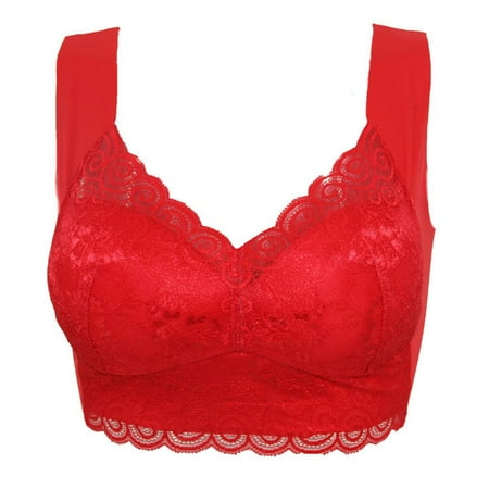

Yubatuo Lingerie for Women Sexy Permeable Extra Support Wirefree Lace Bra Lace Trim Bra