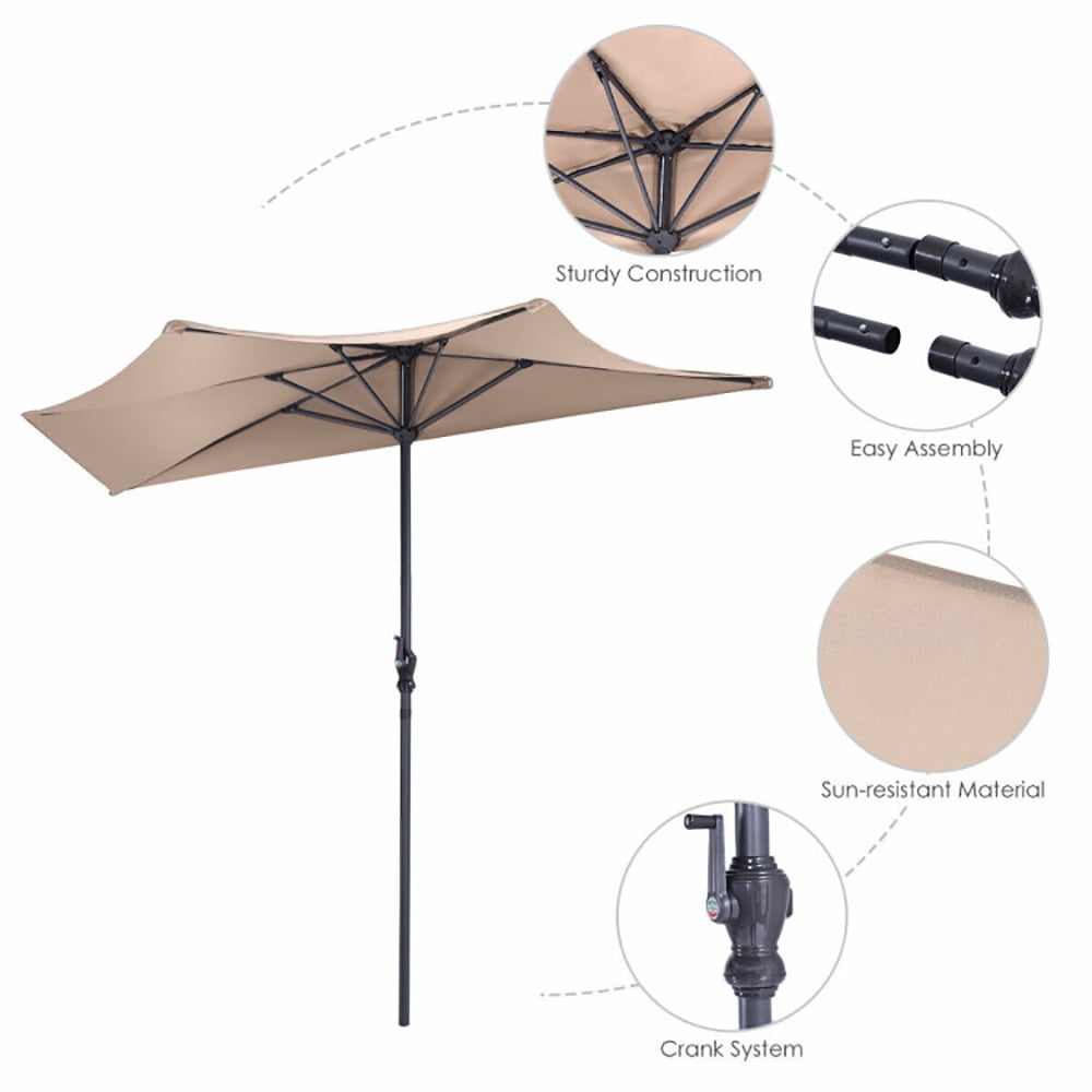 Aimee Lii 9Ft Patio Bistro Half Round Umbrella, Table Umbrella Outdoor Patio, Beige Aimee Lii 9Ft Patio Bistro Half Round Umbrella, Table Umbrella Outdoor Patio, Beige