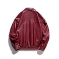 thumbnail image 2 of Maoxin Mens Jacket Man Solid Color Pockets Zipper Lapel Leather Coat Plus Size Jackets for Men Red L, 2 of 4