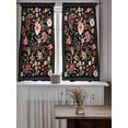 thumbnail image 4 of Watercolor Flowers Tier Curtains 45 Inch Length,Sheer Curtains for Bedroom Living Room Window Farmhouse Floral Vintage Black Rod Pocket Drapes Kitchen Curtains Small Half Window 27.5"x45" 2 Panels, 4 of 6