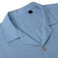 thumbnail image 3 of sogami Men's Linen Shirts Short Sleeve Hawaiian Button down Shirt with Pocket, 3 of 7