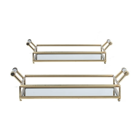 

CC Home Furnishings Mirrored Glass Rectangular Trays with Acrylic Handle - 22 - 2ct