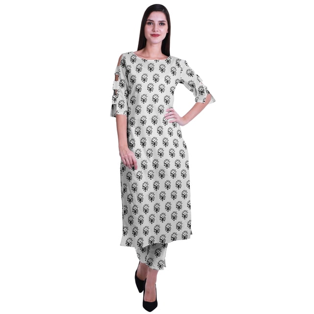 Moomaya Ensemble Kurta Imprimé en Coton 2 Pcs pour Femmes Robe Indienne Ensemble Ethnique
