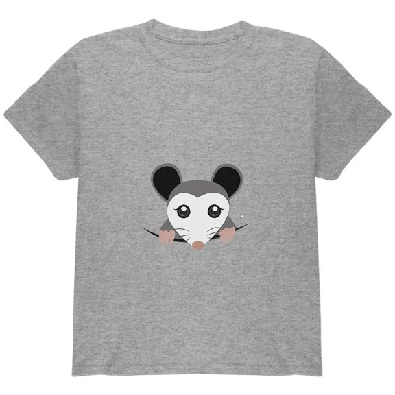 Halloween Peeking Possum Costume Youth T Shirt Heather YMD