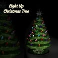 thumbnail image 3 of 15 Inch Pre Lit Tabletop Ceramic Christmas Tree, Hand Painted Holiday Decoration with Multicolored Lights, Green, 3 of 6