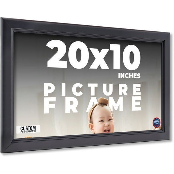 20x10 Frame Black Solid Wood Picture Frame - Complete Modern Photo Frame Includes UV Acrylic