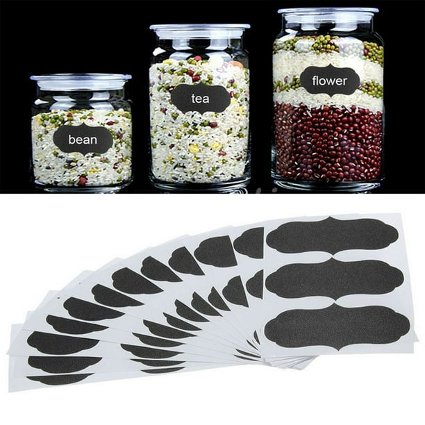 Tangnade sticker 36pcs Chalkboard Blackboard Chalk Board Stickers Decals Craft Kitchen Jar Labels black