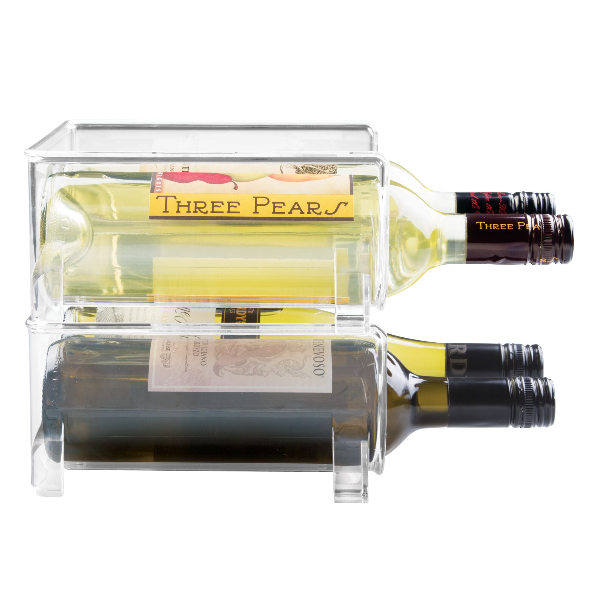 mDesign Stackable Plastic 2 Bottle Refrigerator Wine Rack Holder