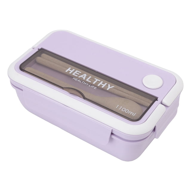 Meal Prep Container, Portable Lunch Box Plastic 1100ml Large Capacity With Spoon For Students For School Purple,Green,Blue Yellow,Tender Pink